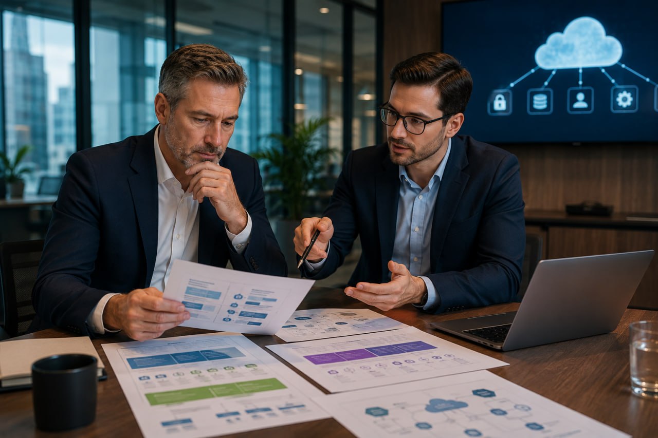 Business owner receiving strategic IT guidance